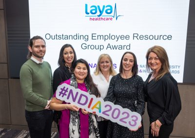 Picture shows finalists in the National Diversity & Inclusion Awards 2023 with Caroline Tyler from Irish Centre for Diversity and Maria Loughran, Laya Healthcare - Award Sponsor